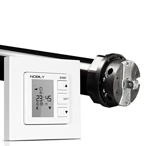 NOBILY Profi-Set Rollladenmotor P5 10Nm mit elektronischer Endabschaltung inkl. NOBILY Rollladen Zeitschaltuhr ZS2 ultraweiß von NOBILY