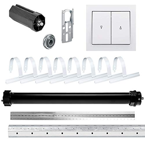 NOBILY Rolladen-Komplett-Set elektronischer Maxi-Rolladenmotor PE5 20/15-60 elektr. Endabschaltung (Zugkraft 50kg) für 60mm Achtkantwelle, Doppelwippe, Mechanik-Set bis zu einer Länge von 2,75 Meter von NOBILY