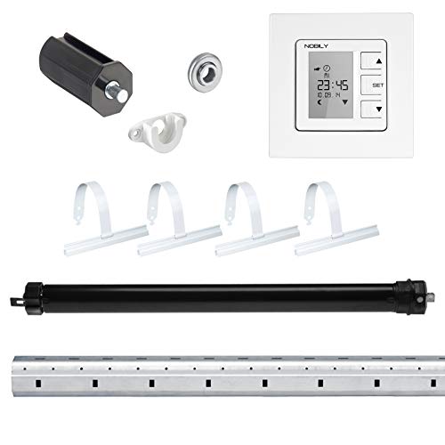 NOBILY Rolladen-Komplett-Set f. 40mm Achtkantwelle Elektronischer Mini-Rolladenmotor 13Nm + Rolladen Zeitschaltuhr ZS1 + Mechanik-Set bis zu einer Gesamtlänge von 1,50 Meter von NOBILY