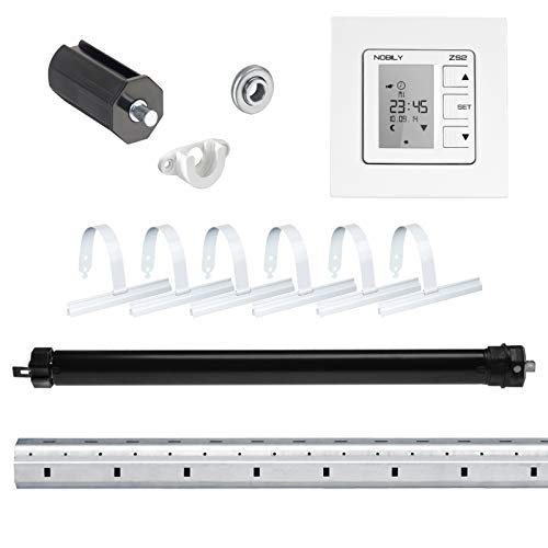NOBILY Elektronischer Mini-Rolladenmotor 13Nm + Rolladen Zeitschaltuhr ZS2 + Mechanik-Set bis zu einer Gesamtlänge von 2,0 Meter, Weiß, Automatik, Festkörper, Motor von NOBILY
