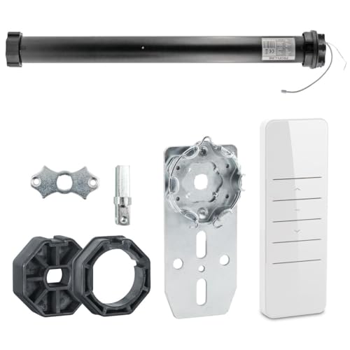 Nobily WLAN Rolladenmotor inkl. Handsender und intgr. Funkempfänger PRO-WFB5 mit Sternkopf (Somfylager kompatibel) + Adapter für 4-Kant Lager 60mm SW Zugkraft 50kg von NOBILY