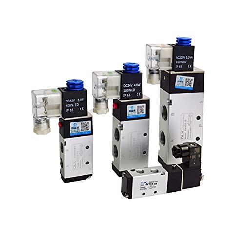 Ventil 4V210-08 4v110-06 Pneumatisches 5-Wege-Luftventil 5/2 Elektromagnetisches DC12V DC24V Magnetventil-Controller AC110V AC220V 4V310-10 (Farbe: 4v110-06, Größe(4v210-08,Schwarz) von NOBIRTBSA
