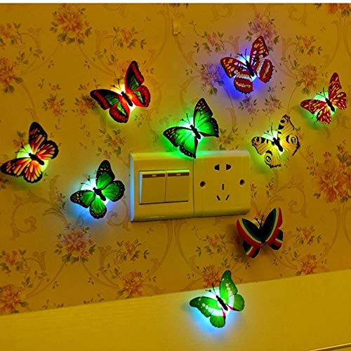 NOBRAND Chuangchi 12 Stück Schmetterling-Lichter, blinkende bunte 3D-Schmetterling-Wandsticker für Mädchen, Schlafzimmer, Baby, Kinder, Spielzeug, Geschenk, kreatives LED-Nachtlicht von NOBRAND