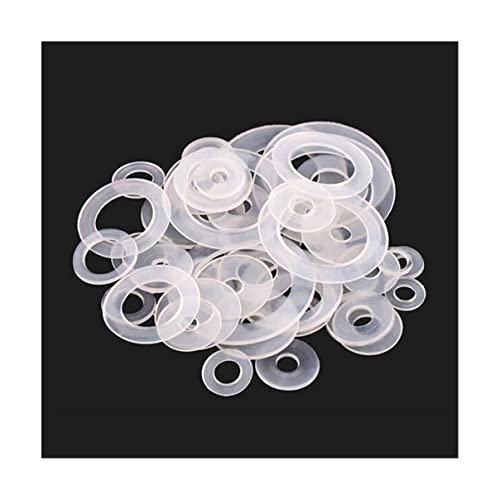 NOBRIM Weiße Kunststoff-Nylon-Unterlegscheibe, Flacher Abstandshalter, Dichtungsscheibe, M3, M3,5, M4, M5, M5,8, M6, M8, M10, M12, M14, M16, M18, M20 von NOBRIM