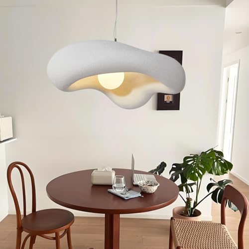 NOCHX Hängelampen Wabi Sabi Stil Polystyrol Anhängerlicht Retro Persönlichkeit E27 Kücheninsel Kronleuchter Für Küchenlampe Schlafzimmer Nordische Lampe Am Bett Pendelleuchte(Weiß,50cm) von NOCHX