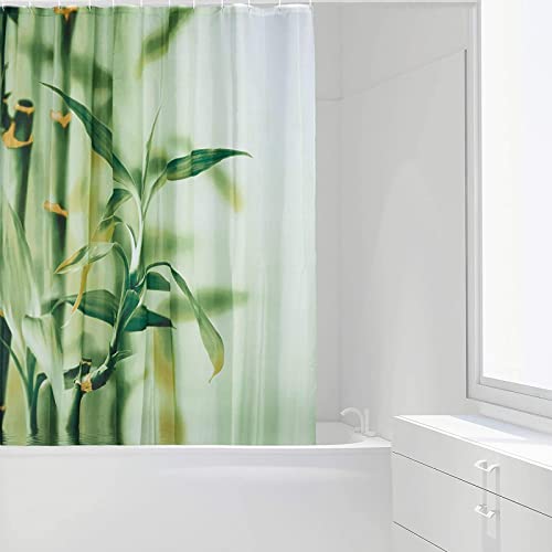 NODATE Duschvorhang 120x200 cm Bambus Shower Curtains Grüne Pflanzen 3D Duschvorhang Antischimmel Bambus Wasserdicht Textil Waschbar Duschvorhänge für Badezimmer Badewannen von NODATE