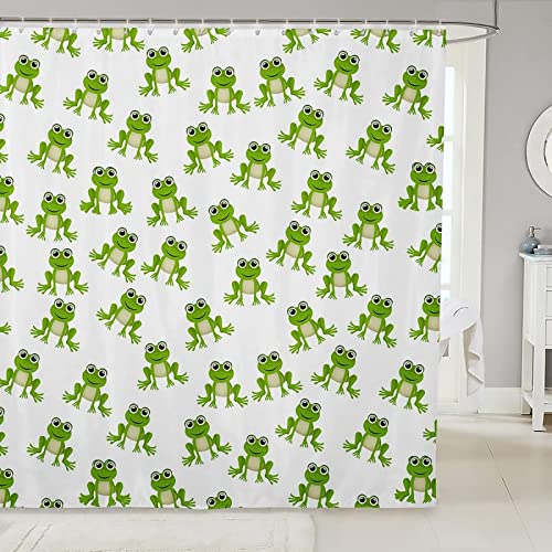 NODATE Duschvorhang 120x200 cm Frosch Shower Curtains Süßes Tier Grün 3D Duschvorhang Antischimmel Frosch Wasserdicht Textil Waschbar Duschvorhänge für Badezimmer Badewannen von NODATE