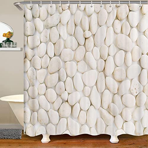 NODATE Duschvorhang 120x200 cm Stein Shower Curtains Weiss 3D Duschvorhang Antischimmel Stein Wasserdicht Textil Waschbar Duschvorhänge für Badezimmer Badewannen von NODATE