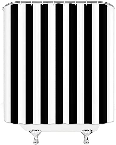 NODATE Duschvorhang 120x200 cm Streifen Shower Curtains Streifen 3D Duschvorhang Antischimmel Schwarz Und Weiß Wasserdicht Textil Waschbar Duschvorhänge für Badezimmer Badewannen von NODATE