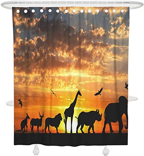 NODATE Duschvorhang 200x200 cm Afrika Shower Curtains Tier 3D Duschvorhang Antischimmel Afrika Wasserdicht Textil Waschbar Duschvorhänge für Badezimmer Badewannen von NODATE