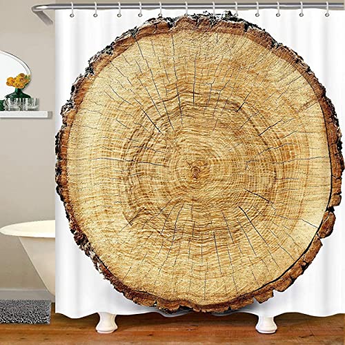 NODATE Duschvorhang 200x200 cm Holz Shower Curtains Muster 3D Duschvorhang Antischimmel Holz Wasserdicht Textil Waschbar Duschvorhänge für Badezimmer Badewannen von NODATE