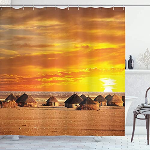 NODATE Duschvorhang 200x220 cm Afrika Shower Curtains Afrika 3D Duschvorhang Antischimmel Landschaft Wasserdicht Textil Waschbar Duschvorhänge für Badezimmer Badewannen von NODATE