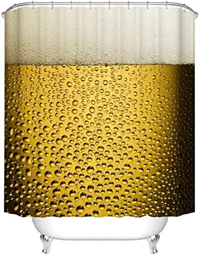 NODATE Duschvorhang 200x220 cm Bier Shower Curtains Muster 3D Duschvorhang Antischimmel Bier Wasserdicht Textil Waschbar Duschvorhänge für Badezimmer Badewannen von NODATE
