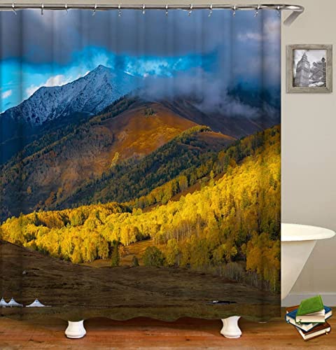 NODATE Duschvorhang 200x220 cm Landschaft Shower Curtains Schneebergwald 3D Duschvorhang Antischimmel Landschaft Wasserdicht Textil Waschbar Duschvorhänge für Badezimmer Badewannen von NODATE