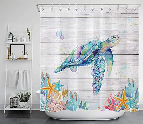 NODATE Duschvorhang 200x220 cm Navigation Shower Curtains Meeresschildkröte 3D Duschvorhang Antischimmel Navigation Wasserdicht Textil Waschbar Duschvorhänge für Badezimmer Badewannen von NODATE