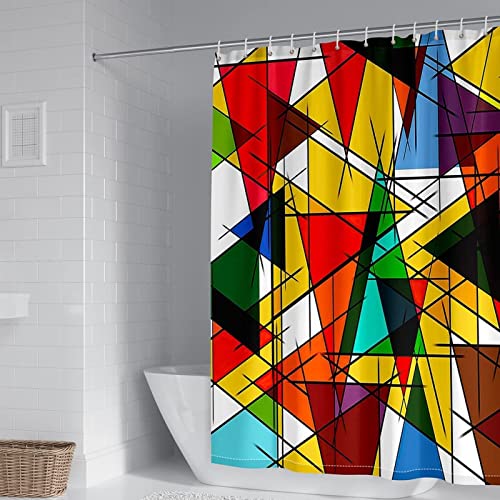 NODATE Duschvorhang 240x200 cm Geometrie Shower Curtains Geometrie 3D Duschvorhang Antischimmel Irisierend Wasserdicht Textil Waschbar Duschvorhänge für Badezimmer Badewannen von NODATE