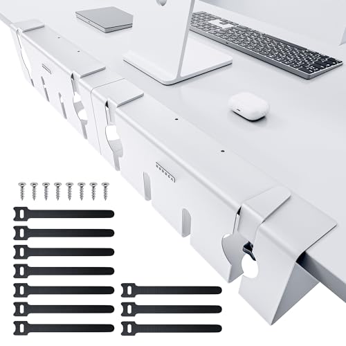 NODOCA Kabelmanagement unter dem Schreibtisch, Ohne Bohren Untertisch Kabelmanagement, Kabelkanal Schreibtisch, Kabelkorb zum Verwalten von Kabeln und Steckdosenleisten - 43cm, Weiß(2er Set) von NODOCA