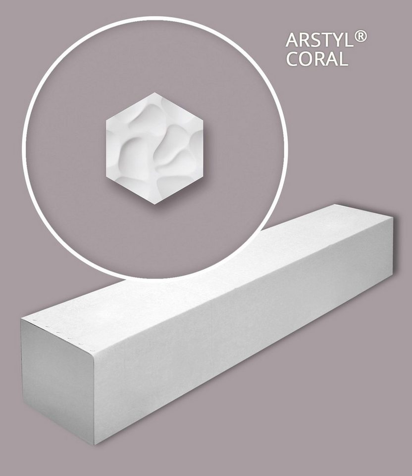 NOËL & MARQUET by nmc 3D Wandpaneel CORAL-box, BxL: 32.9x38 cm, (1 Karton SET, 6-tlg., Stuck-Wandpaneel, Zierelement, Dekorelement, Dekorpaneel) weiß, vorgrundiert von NOËL & MARQUET by nmc