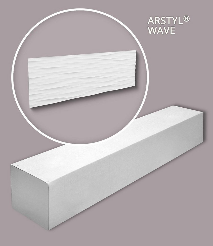 NOËL & MARQUET by nmc 3D Wandpaneel WAVE-box, BxL: 38x113.5 cm, (1 Karton SET, 7-tlg., Stuck-Wandpaneel, Zierelement, Dekorelement, Dekorpaneel) weiß, vorgrundiert von NOËL & MARQUET by nmc