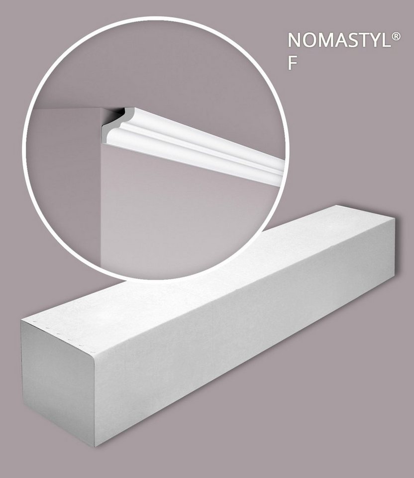 NOËL & MARQUET by nmc Deckenleiste F-box, kleben, Extrudiertes Polystyrol (LDPS), 1 Karton SET, 105-St., Eckleisten Stuckleisten Modern, weiß, vorgrundiert von NOËL & MARQUET by nmc