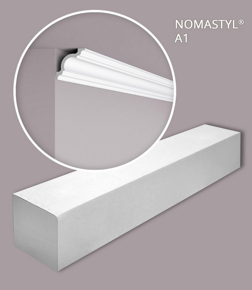 NOËL & MARQUET by nmc Deckenprofil NMC A1-box NOMASTYL Eckleisten 1 Karton SET mit 55 Stuckleisten 110 m (1 Karton SET, 55-St., Eckleisten Stuckleisten Zeitlos / Klassisch), weiß, vorgrundiert von NOËL & MARQUET by nmc