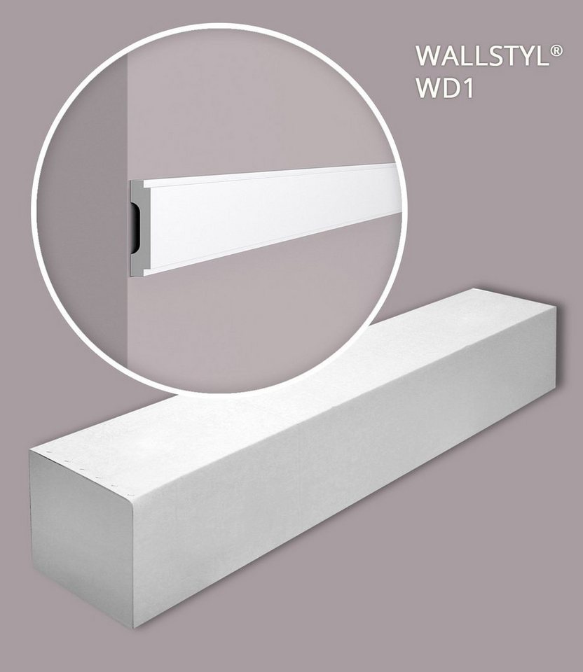 NOËL & MARQUET by nmc Zierleiste NMC WD1-box WALLSTYL Wandleisten 1 Karton SET 23 Stuckleisten 46 m, kleben, Extrudiertes Polystyrol (HDPS), 1 Karton SET, 23-St., Wand- und Friesleisten Stuckleisten Modern, weiß, vorgrundiert von NOËL & MARQUET by nmc