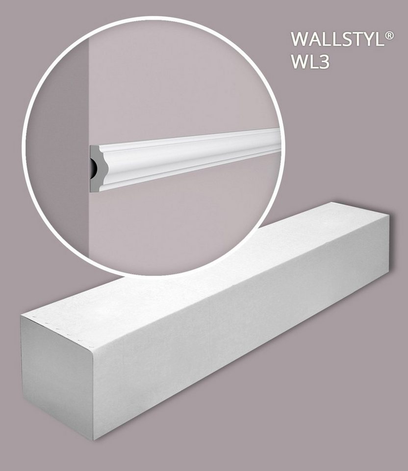NOËL & MARQUET by nmc Zierleiste NMC WL3-box Wandleisten 1 Karton SET 48 Stuckleisten 96 m, kleben, Extrudiertes Polystyrol (HDPS), 1 Karton SET, 48-St., Wand- und Friesleisten Stuckleisten Zeitlos / Klassisch, weiß, vorgrundiert von NOËL & MARQUET by nmc