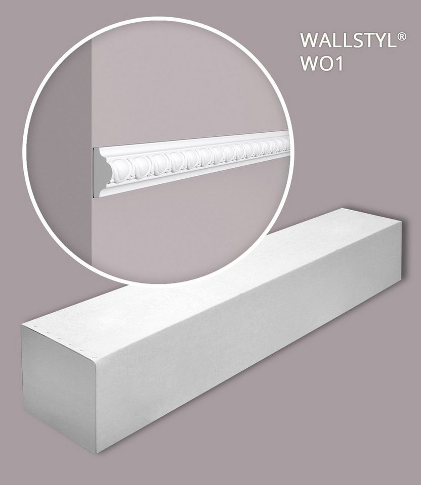 NOËL & MARQUET by nmc Zierleiste WO1-box, kleben, Extrudiertes Polystyrol (HDPS), 1 Karton SET, 49-St., Wand- und Friesleisten Stuckleisten Zeitlos / Klassisch, weiß, vorgrundiert von NOËL & MARQUET by nmc