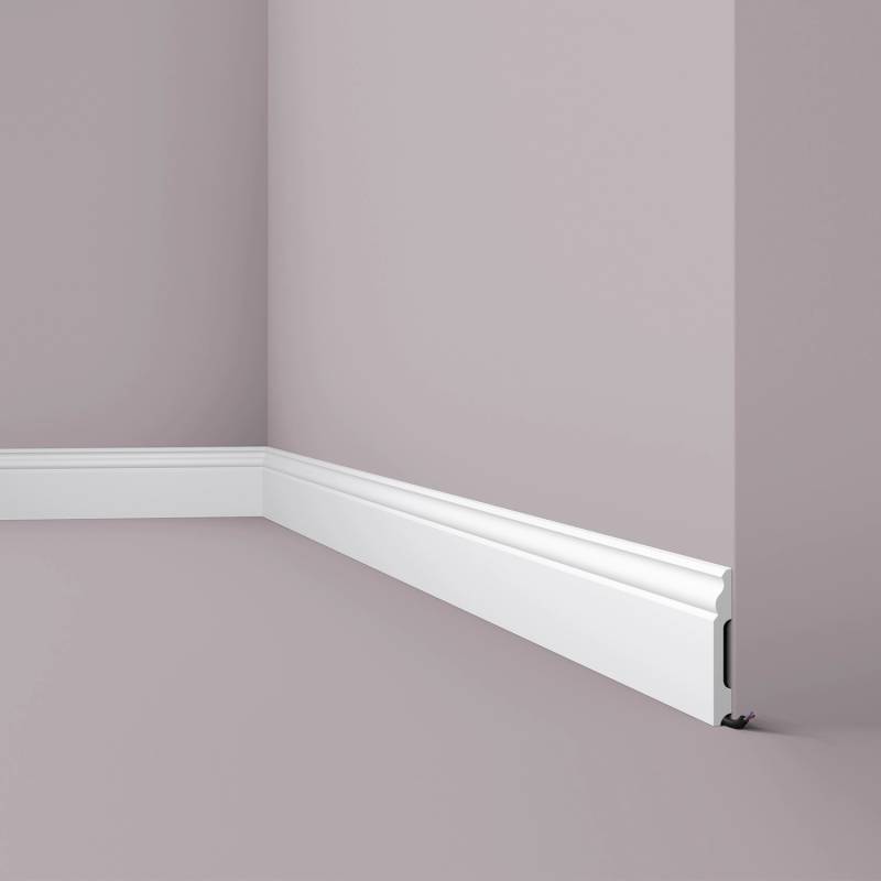 NOEL & MARQUET NMC FB2 WALLSTYL Sockelleiste Zierleiste Stuckleiste 2 m 200 cm x 1,3 cm x 10 cm Weiß von NOEL & MARQUET