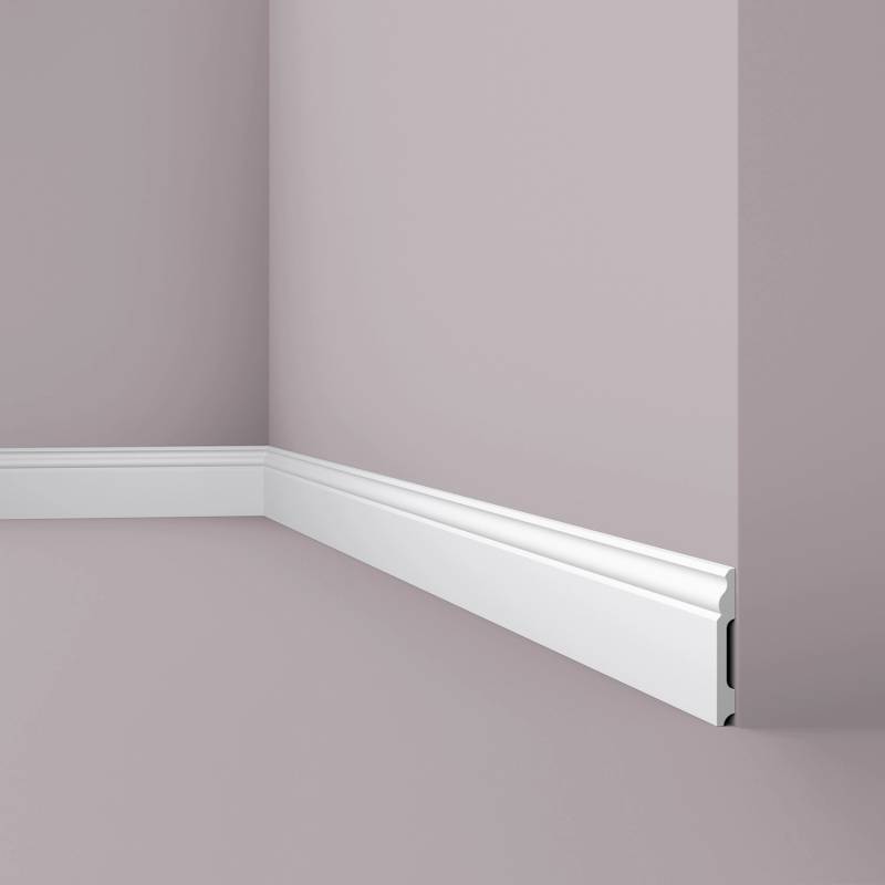 NOEL & MARQUET NMC FB2F WALLSTYL Sockelleiste Zierleiste Stuckleiste 2 m 200 cm x 1,3 cm x 10 cm Weiß von NOEL & MARQUET