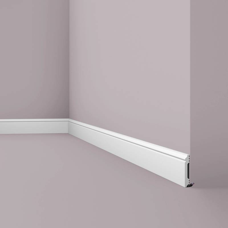 NOEL & MARQUET NMC FL1 WALLSTYL Sockelleiste Zierleiste Stuckleiste 2 m 200 cm x 1,3 cm x 8 cm Weiß von NOEL & MARQUET