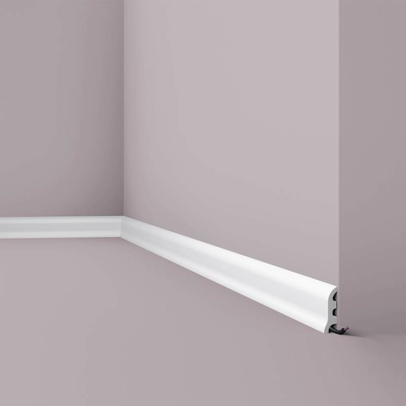 NOEL & MARQUET NMC FL3 WALLSTYL Sockelleiste Zierleiste Eckleiste 2 m 200 cm x 1,7 cm x 5,5 cm Weiß von NOEL & MARQUET