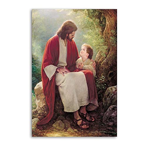 NOEMOHA Poster mit Jesus Christus und Kind, dekoratives Gemälde, Leinwand-Wandposter und Kunstdruck, modernes Familienschlafzimmer-Dekor-Poster, 60 x 90 cm von NOEMOHA