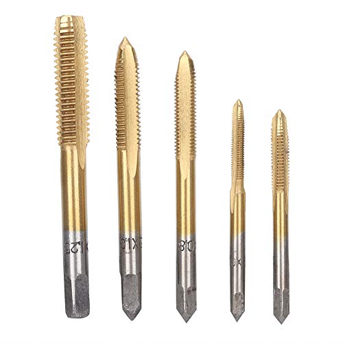 5pcs Manuelle Schraube Gewindebahn Tap Set High Speed Stahl-Tap-Werkzeug M3 M4 M5 M6 M8 (Ti plattiert) von NOENNULL