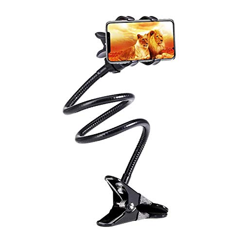 Flexibler Schwanenhals Webcam Ständer Telefonhalter Desktop Klemme 27 Zoll Verstellbarer Arm für Webcam und Handy Optimal für Streaming-Aufnahmen und Videokonferenzen (Schwarz) von NOENNULL