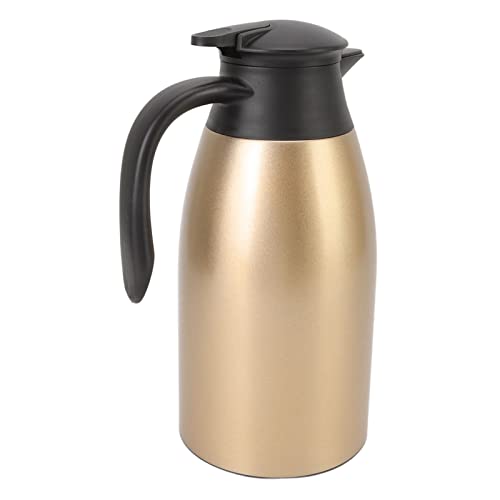 Große isolierte Kaffeekanne, Tee-Vakuumkanne, 304 Edelstahl, auslaufsicherer Deckel, 2 l Fassungsvermögen, tragbarer Griff, isolierter Kaffee-Vakuumspender (Gold) von NOENNULL