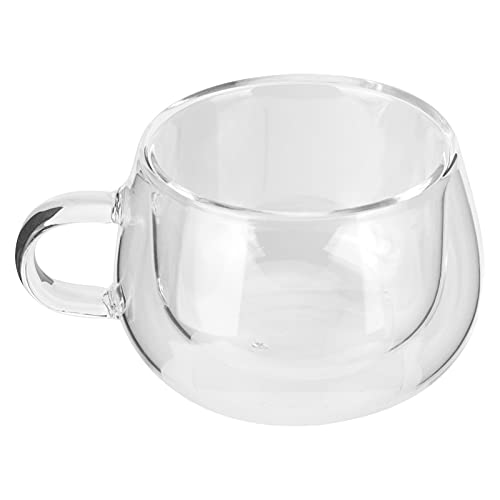 NOENNULL 150 ml doppelwandige Glas-Kaffeetasse, klare Kaffeetasse mit Griff, Espressotasse aus Glas für Latte, Cappuccino, Teebeutel, heiße und kalte Getränke von NOENNULL