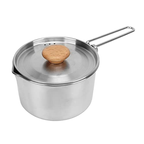 NOENNULL 1L 304 Edelstahl Camping Pot - Tragbares Faltbares Griffkessel Zum Campen, Wandern, Picknick | Leichter Kochtopf Im Freien mit Deckel | Rucksackkochgeschirr von NOENNULL