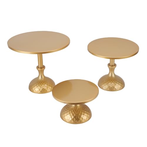 NOENNULL 3pcs Runder Kuchenständer Gold Kuchen Ständer Eisen Runde Kuchenhalter Dessert Kuchenstand Set Tischdisplay für Partys Hochzeiten Feierlichkeiten von NOENNULL