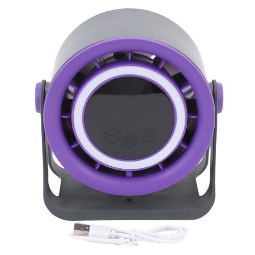 NOENNULL Bladeless Desk Lüfter USB Wiederaufladbar Ruhiger Tragbarer Desktop -Lüfter mit LED -Licht für Büroschlafzimmer Im Freien Camping (Grau) von NOENNULL