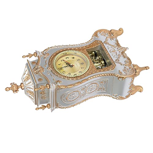 NOENNULL Kunststoff-Tischuhr Im Vintage-Stil, Antike Heim- und Hotel-dekorative Schreibtischwecker (Weiß) von NOENNULL