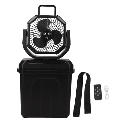 Tragbare Nebelventilator mit 6L Eimer LED LAD Licht Fernbedienung USB Wiederaufladbare Kühlventilator 4 Gezers Auto Kopf Schütteln Schwarz von NOENNULL
