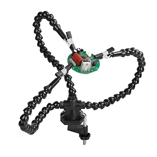 Helping Hands Soldering Third Hand Tools with 3 Flexible Arms Workshop Helping Station, PCB Holder Tabletop Clamp Vise for Electronics Repair Jewelry DIY Arts Craft Hobby von NOEVSBIG