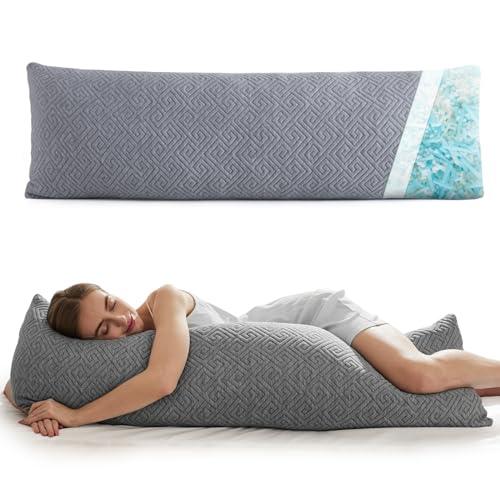 NOFFA Seitenschläferkissen 48 x 134 cm Langes Kissen für Seitenschläfer mit Zerkleinerter Memory Foam Schwangerschaftskissen Viskoelastischer Schaum Body Pillow mit Bezug, Füllung Verstellbar von NOFFA