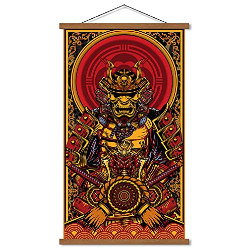 NOFICHE Japanische Samurai Poster Leinwand Kunstdruck Soldat Rüstung Fertig zum Aufhängen Wand Deko 40x68cm von NOFICHE