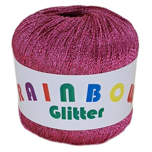 NOGA EFFEKTGARN GmbH Rainbow Glitter - Glitzer-Bändchengarn auf 25 Gramm Knäuel (Pink) - 80% Viskose, 20% Polyester metallisiert von NOGA EFFEKTGARN GmbH