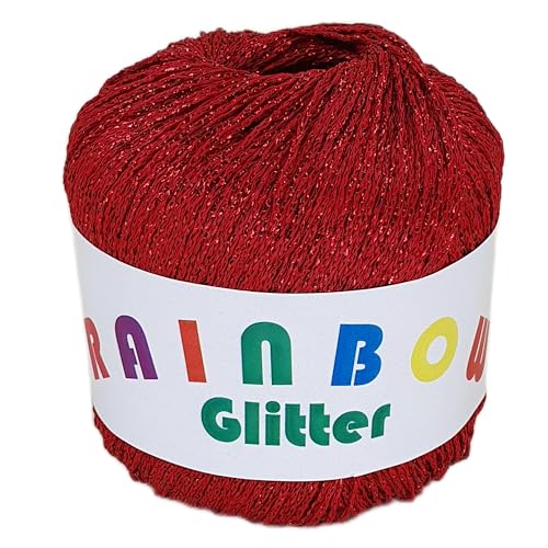 NOGA EFFEKTGARN GmbH - Rot Glitzer Bändchengarn zum Häkeln und Stricken, 25 Gramm, 100 Meter Lauflänge, 2 mm Nadelstärke, 80% Viskose, 20% Polyester metallisiert von NOGA EFFEKTGARN GmbH