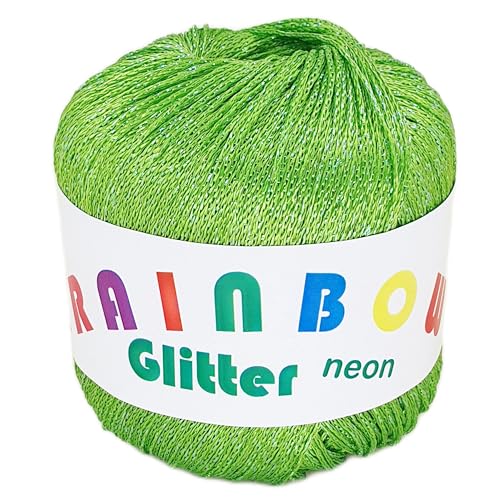 Rainbow Glitter - Glitzer-Bändchengarn auf 25 Gramm Knäuel (Neongrün) von NOGA EFFEKTGARN GmbH