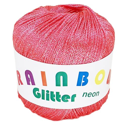 Rainbow Glitter - Glitzer-Bändchengarn auf 25 Gramm Knäuel (Neonpink) von NOGA EFFEKTGARN GmbH