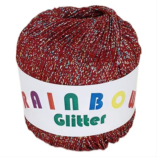 Rainbow Glitter - Glitzer-Bändchengarn auf 25 Gramm Knäuel (Rot/Multicolor) von NOGA EFFEKTGARN GmbH